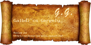 Galbács Gergely névjegykártya